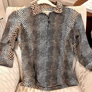 Sport Haley, 3/4 sleeve golf top, sparkling reptile print, SMALL